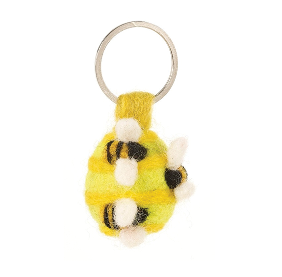 Handmade Felt Keyring - Beehive