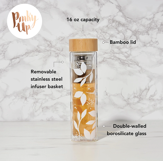 Glass Infuser Bottle - White Leaf