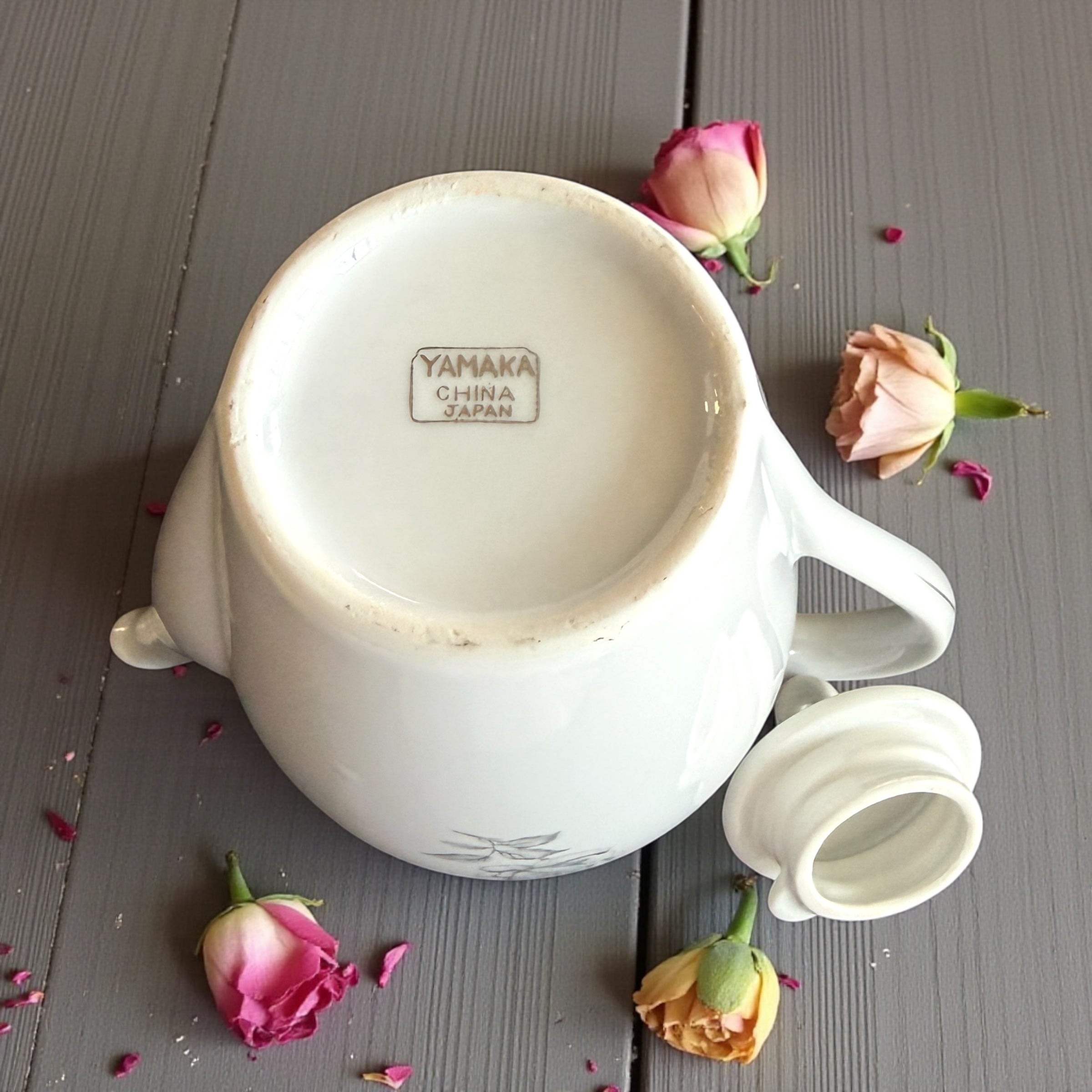 Vintage Teapot - White with Gray Flowers (KPM, Germany)