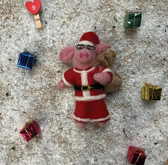 Handmade Felt Ornament - Ho Ho Hog