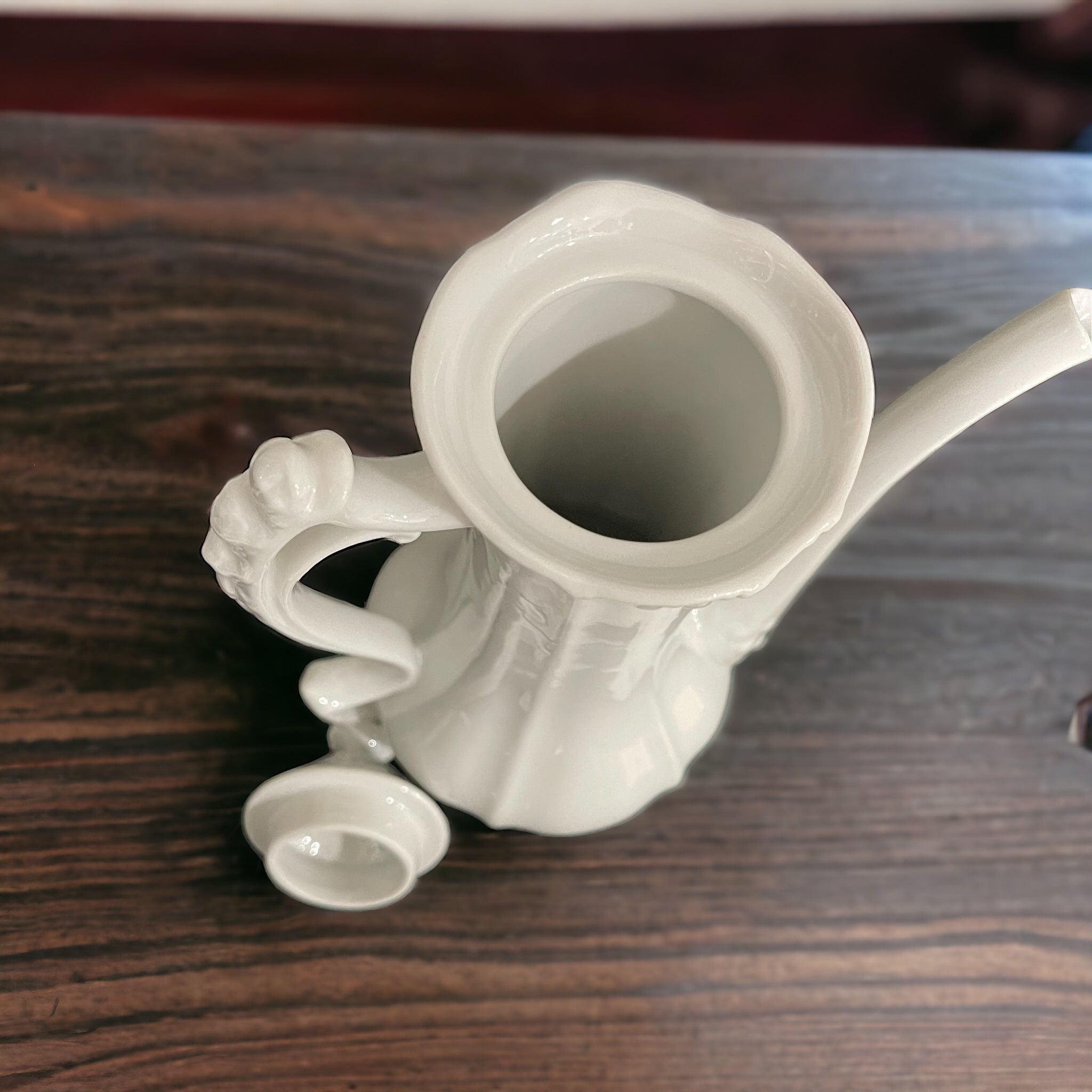 Vintage Teapot/Coffee Pot - Ornate White (Unknown)