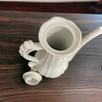 Vintage Teapot/Coffee Pot - Ornate White (Unknown)