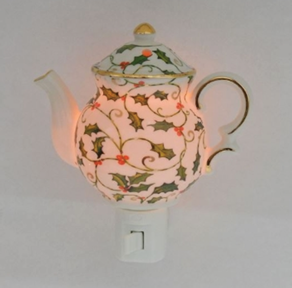 Christmas Holly Teapot Nightlight