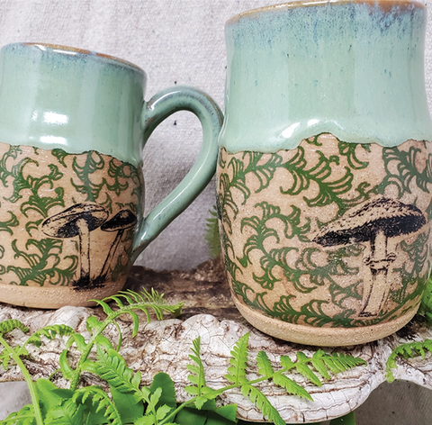 Turtle Hollow Pottery Mug - Mushroom & Vines Mug