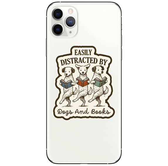 Vinyl Sticker - Easily Distracted by Dogs and Books
