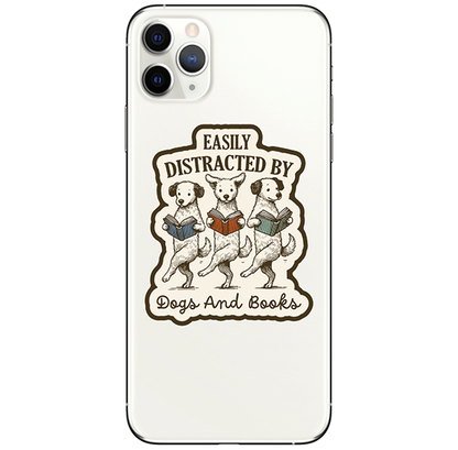 Vinyl Sticker - Easily Distracted by Dogs and Books