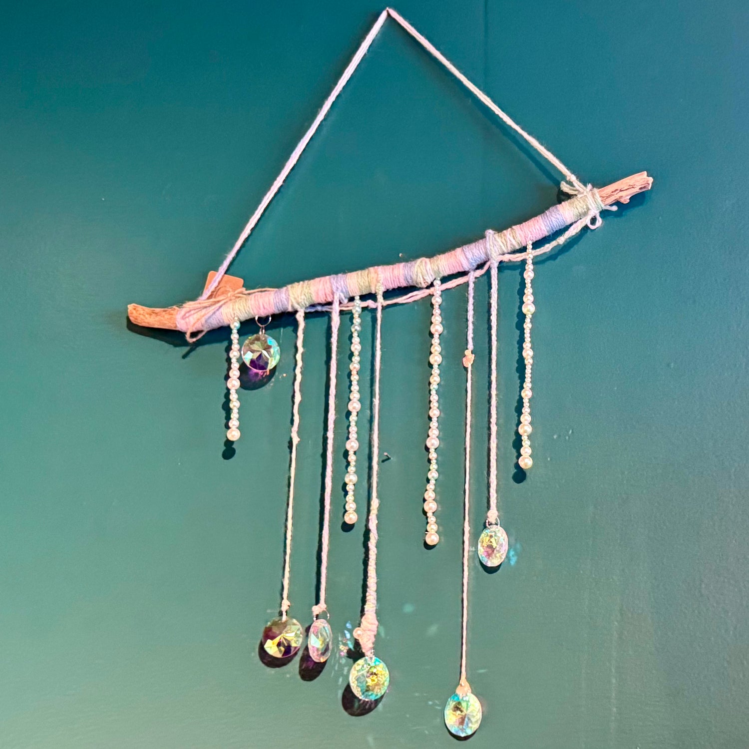 Suncatcher / Window Decor - Iridescent Yarn