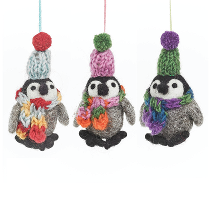 Handmade Felt Ornament - Frosty Penguins