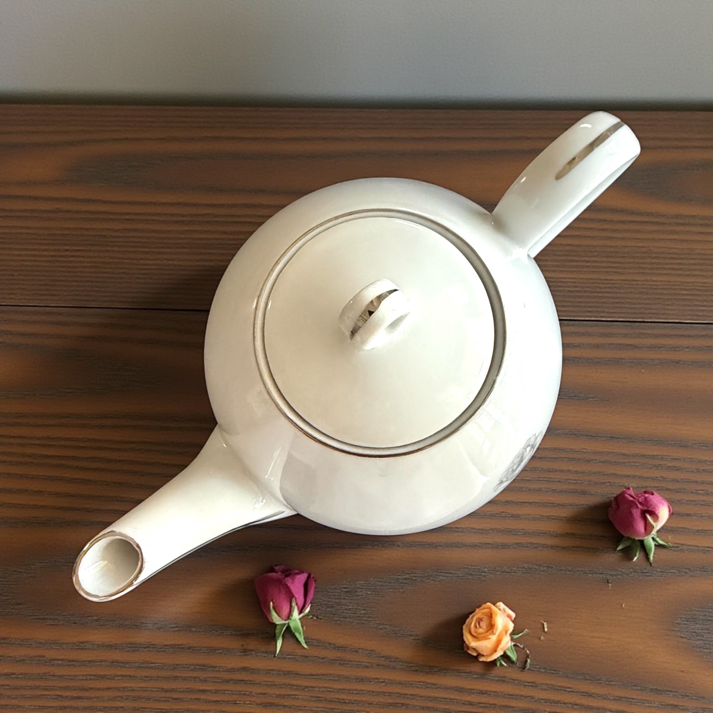 Vintage Teapot - White with Gray Flowers (KPM, Germany)