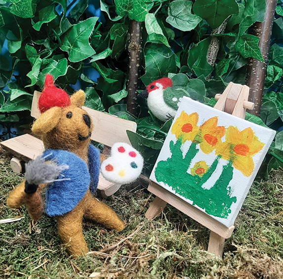Handmade Felt Ornament - Painting Pooch