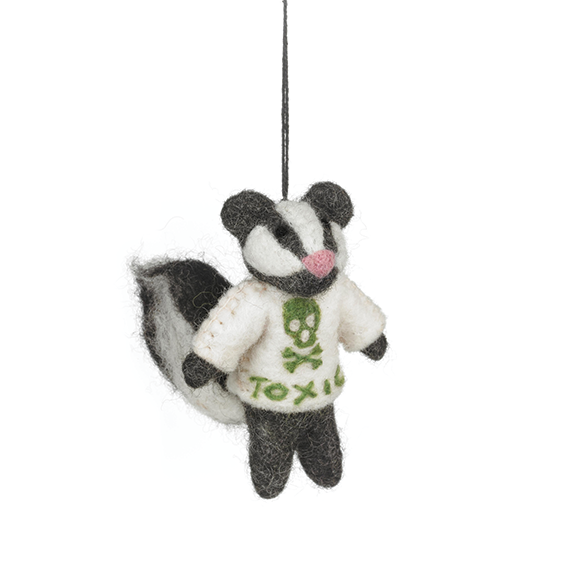 Handmade Felt Ornament - Toxic Skunk