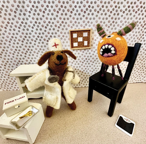 Handmade Felt Ornament - Doctor Dog