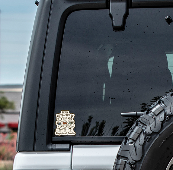 Vinyl Sticker - Easily Distracted by Dogs and Books