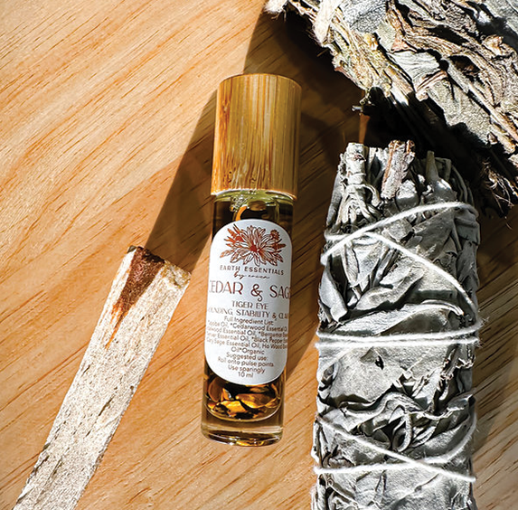 Gemstone Aromatherapy Essential Oil Rollerball - Cedar &amp; Sage