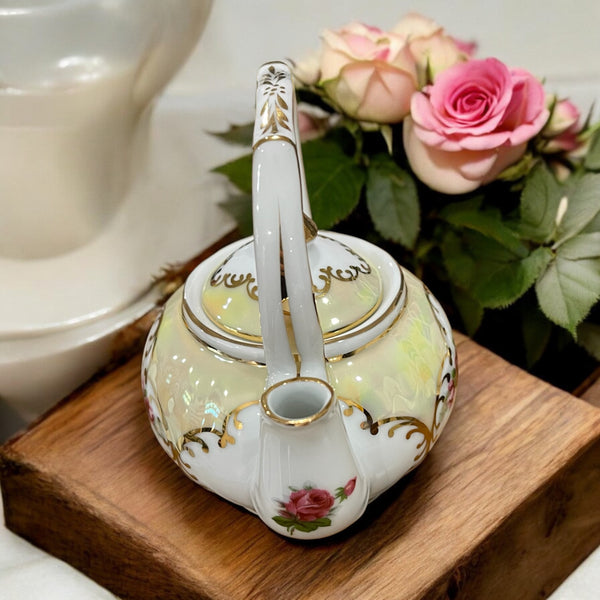 Vintage Teapot - Yellow with Roses (Unknown)