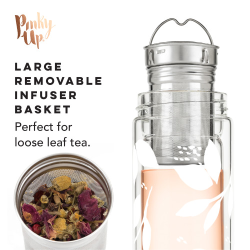 Glass Infuser Bottle - White Leaf