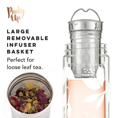 Glass Infuser Bottle - White Leaf