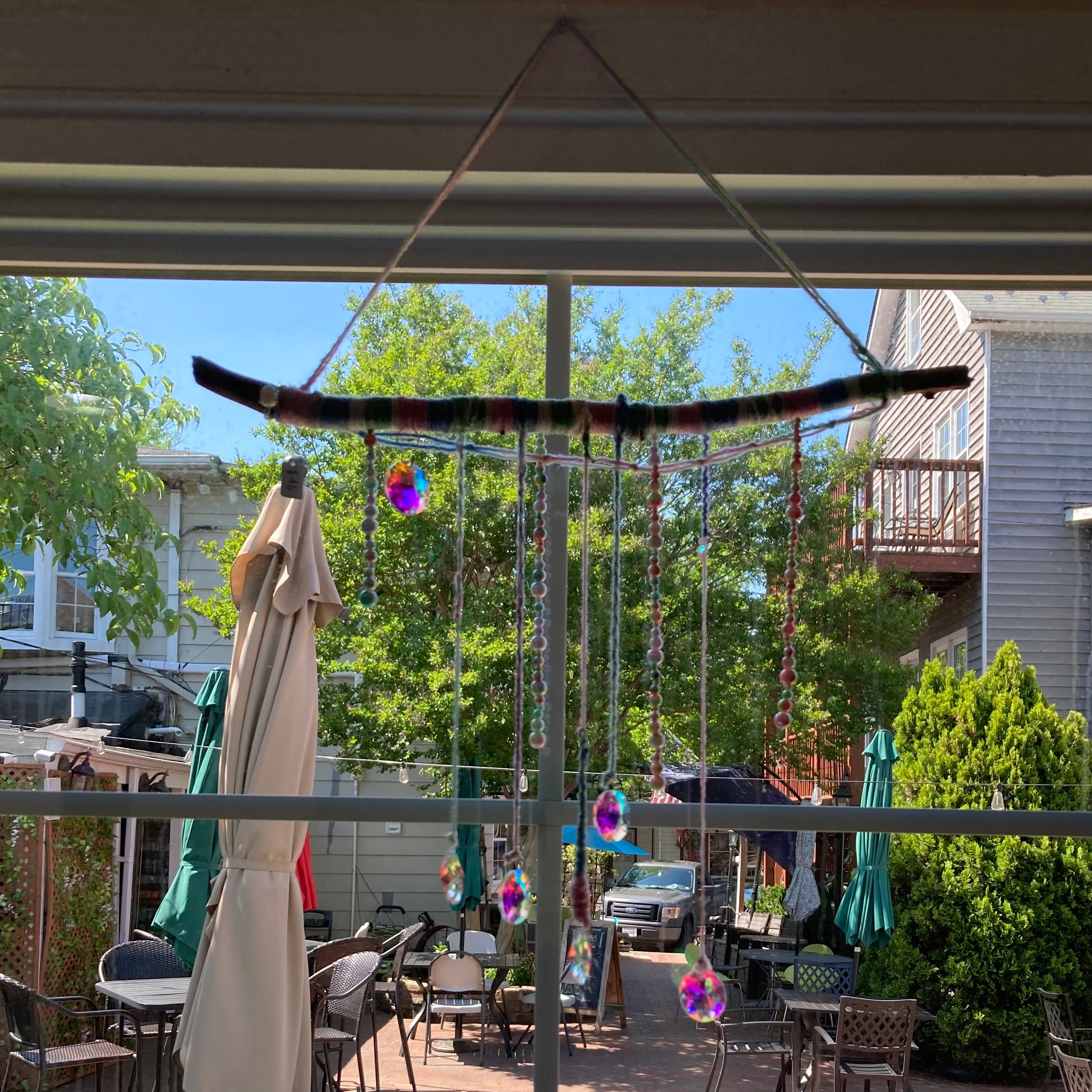 Suncatcher / Window Decor - Iridescent Yarn