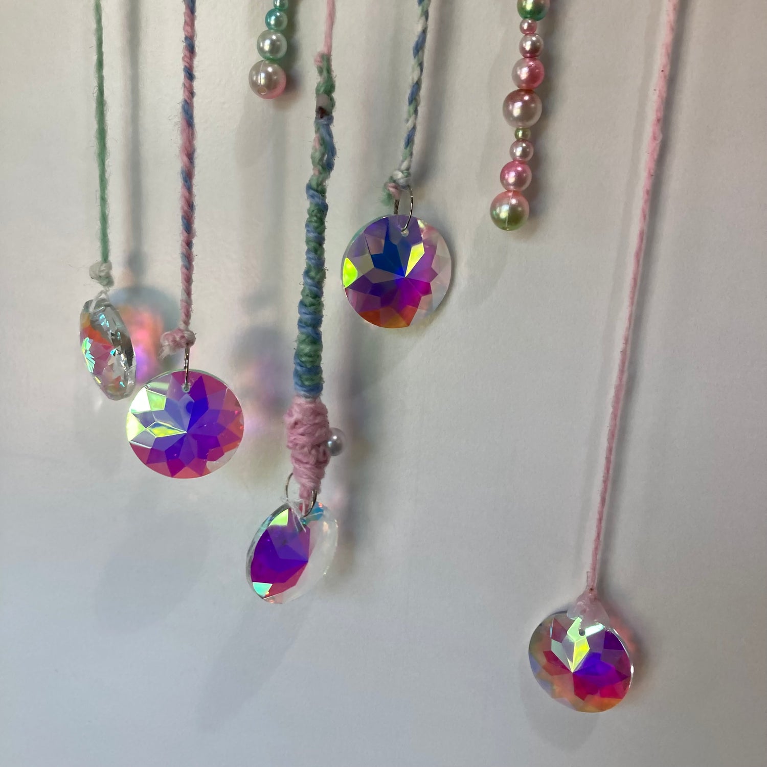 Suncatcher / Window Decor - Iridescent Yarn