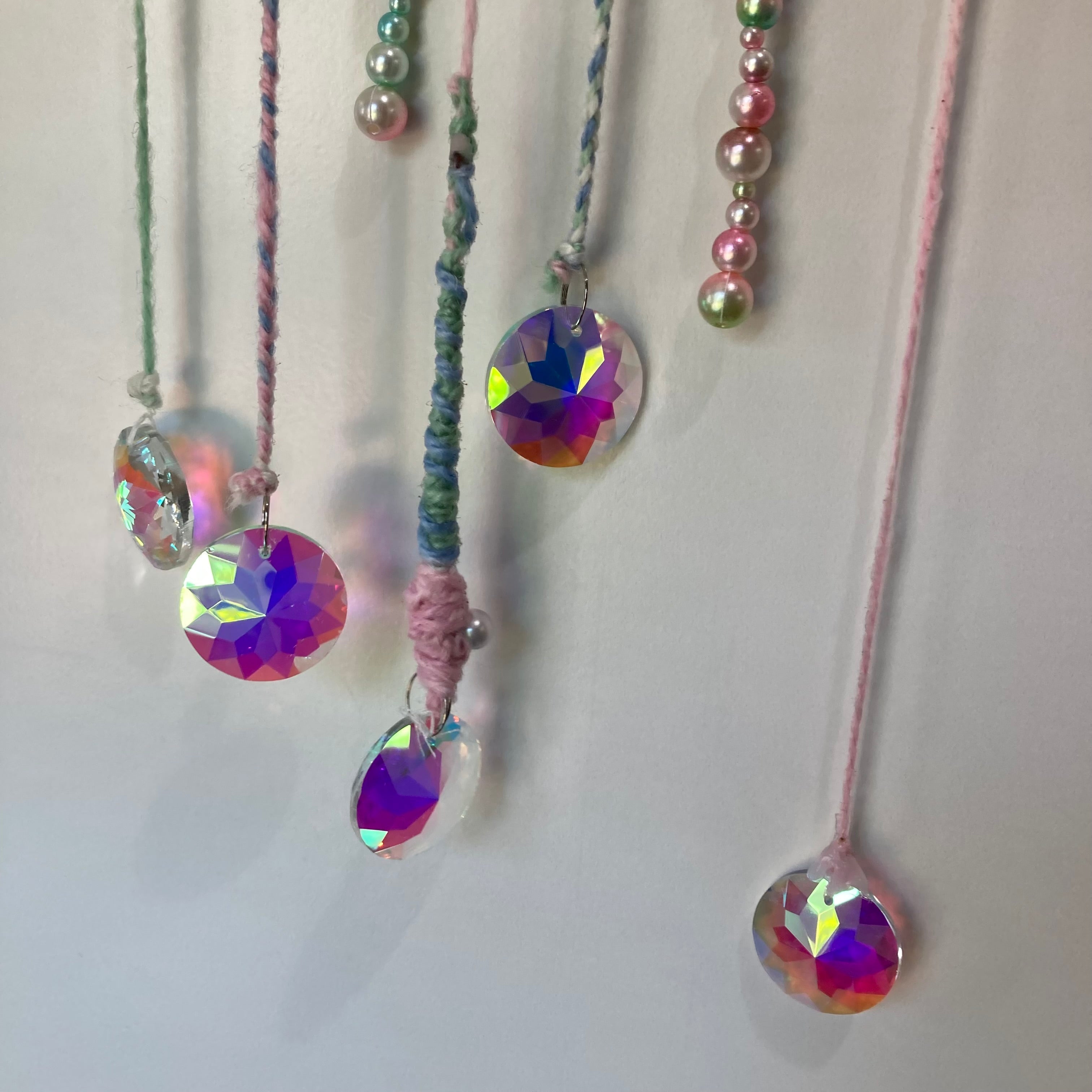Suncatcher / Window Decor - Iridescent Yarn
