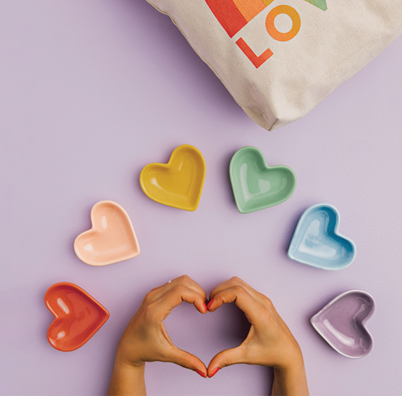 Trinket / Teabag Tray - Color Parade Hearts