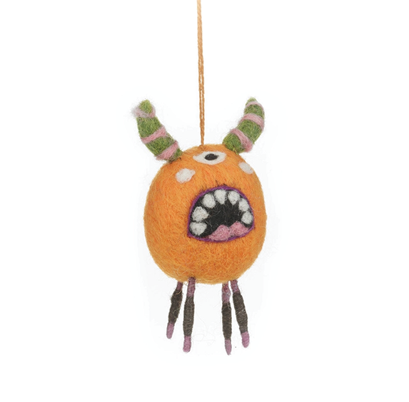 Handmade Felt Ornament - Murph the Monster (Orange)