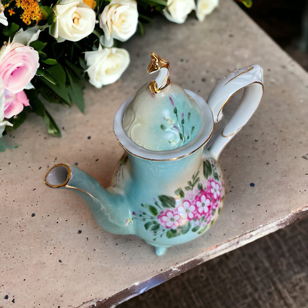 Vintage Teapot - Blue/Pink Floral (Nantucket, 1960s)