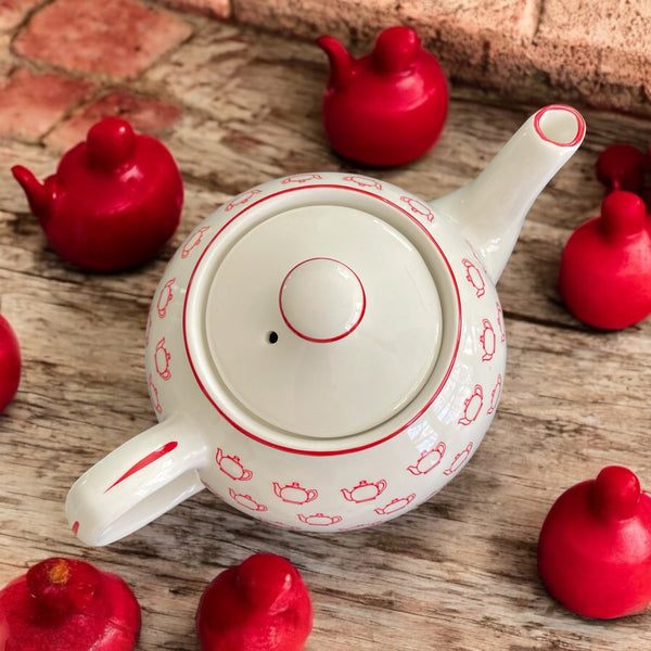 Vintage Teapot - Red Teapot Design (Sadler, England)