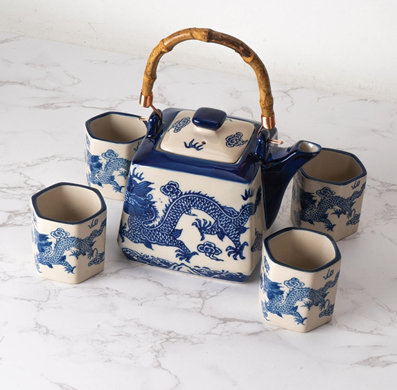 Ryu Dragon Tea Set (Teapot with 4 Cups)