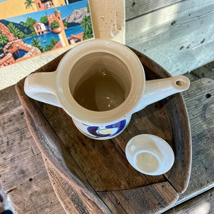Vintage Teapot - Hand-painted Blue Floral (Puerto Rico)