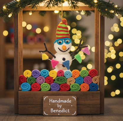 Handmade Felt Ornament - Benedict the Arctic Snowman