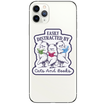 Vinyl Sticker - Easily Distracted by Cats and Books