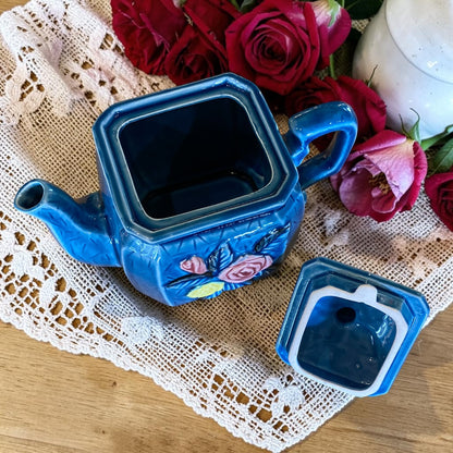 Vintage Teapot - Blue Floral Relief (Japan)