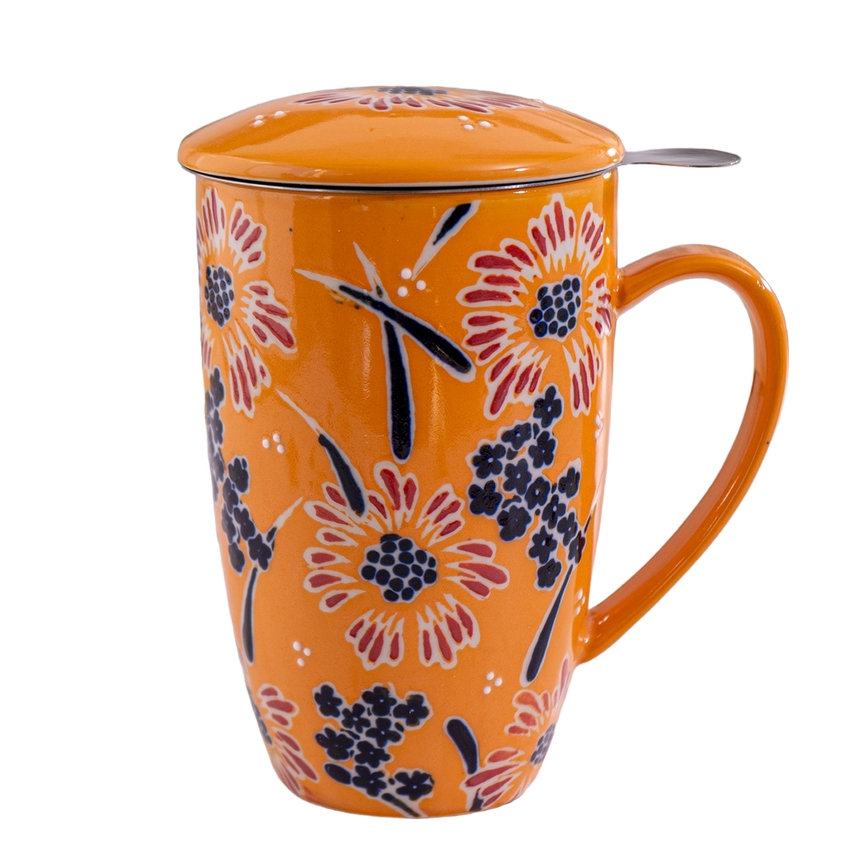 Orange Floral Mug &amp; Infuser