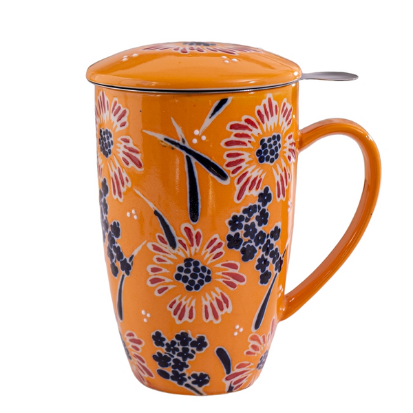 Orange Floral Mug & Infuser