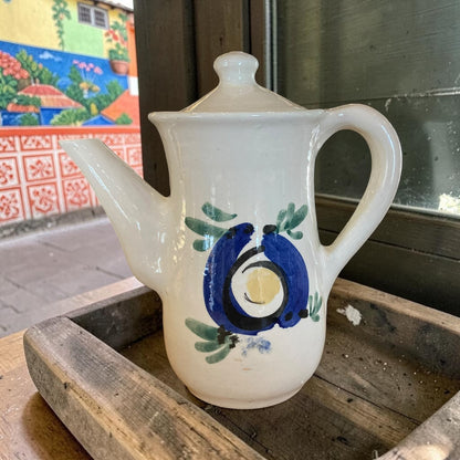 Vintage Teapot - Hand-painted Blue Floral (Puerto Rico)