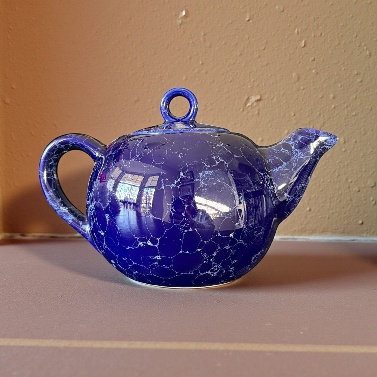 Vintage Teapot - Cobalt Blue Marble (Henriksen Imports, China)