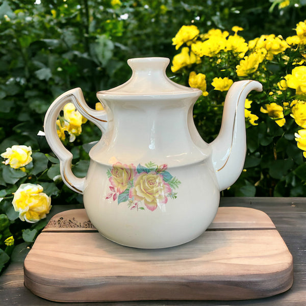 Vintage Teapot - Yellow Roses (Ellgreave, England)