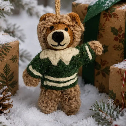 Handmade Felt Ornament - Barney the Bear