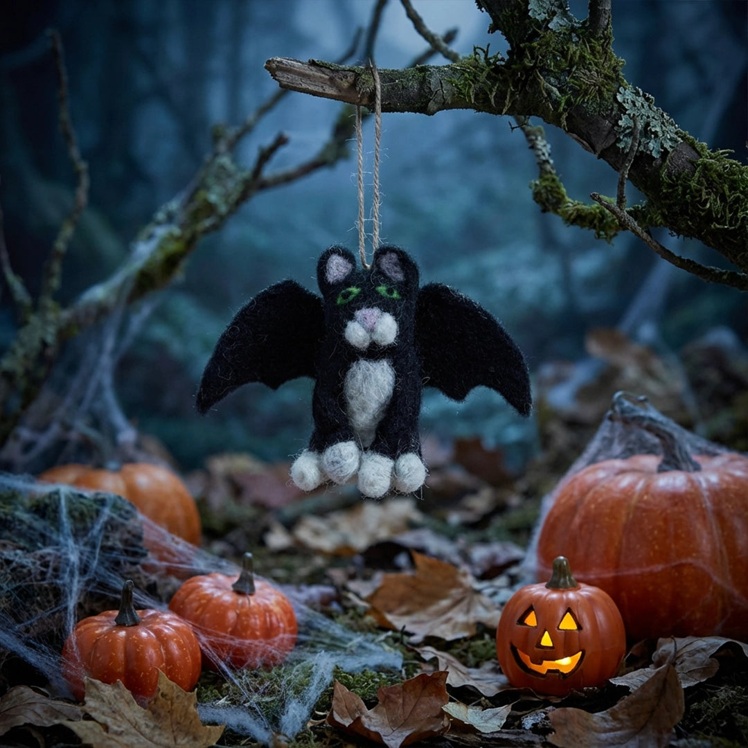 Handmade Felt Ornament - Batty Catty