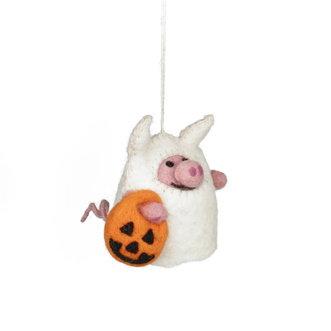 Handmade Felt Ornament - Boo! Pig