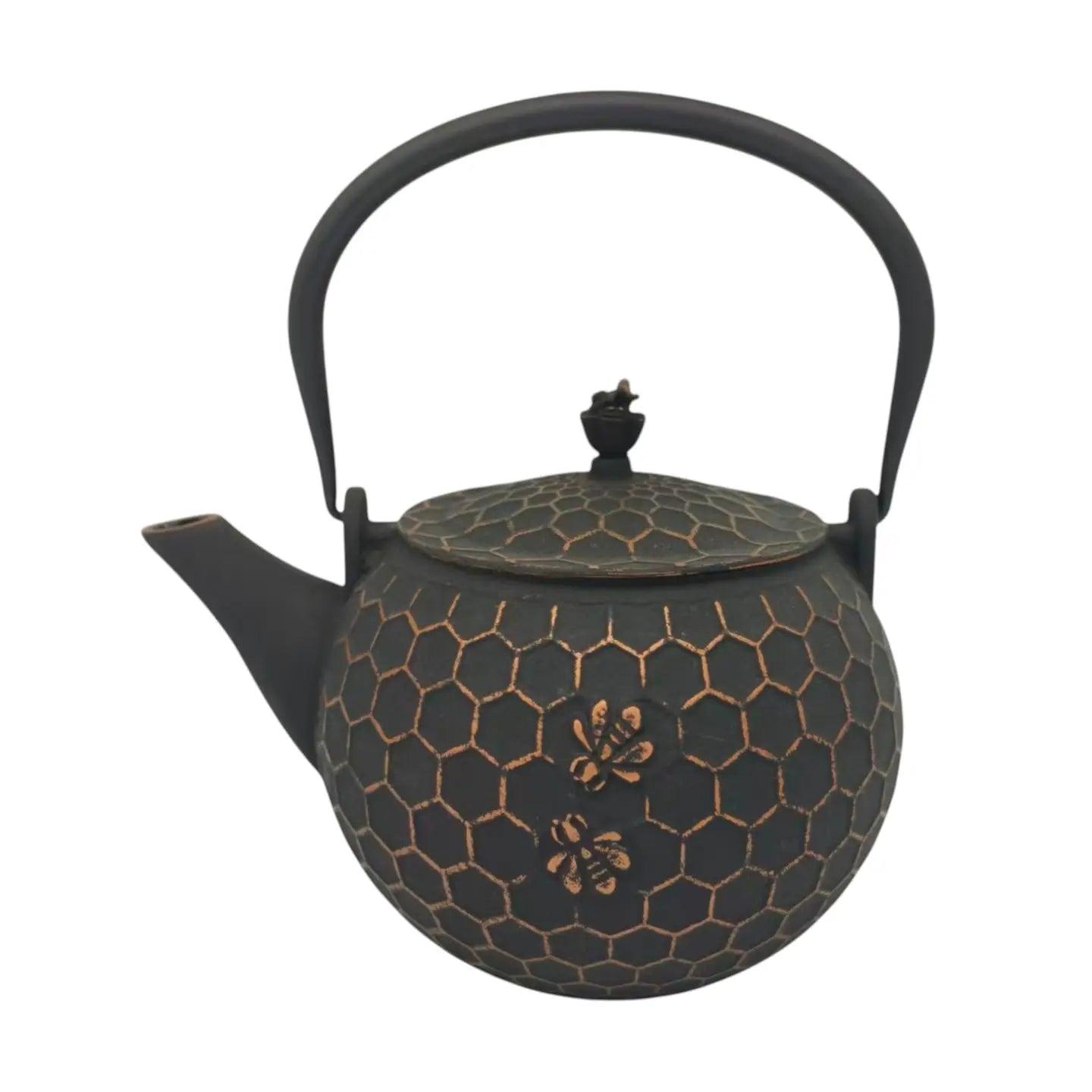 60oz Cast Iron Tea Pot Bronze Honeycomb Bee