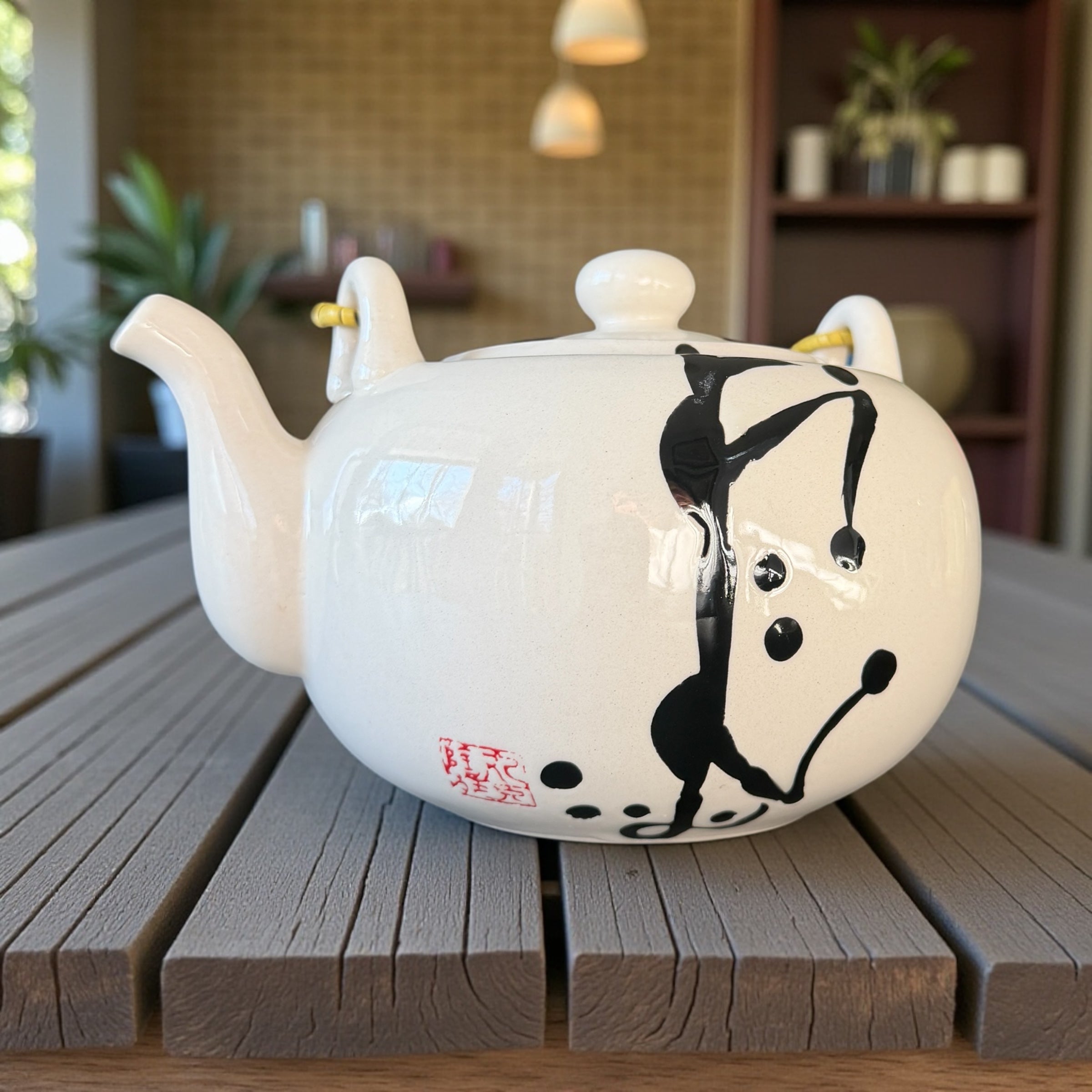 Vintage Teapot - Japanese with bamboo handle (Tougei)