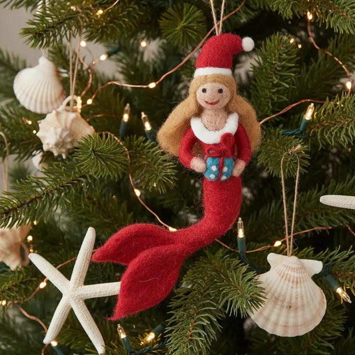Handmade Felt Ornament - Christmas Mermaid