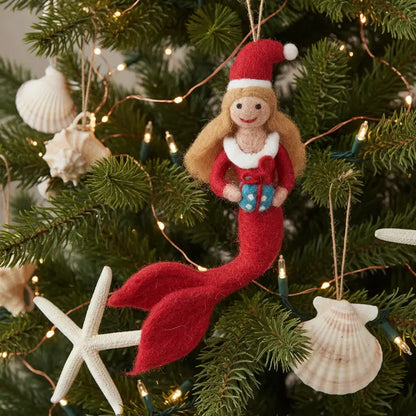 Handmade Felt Ornament - Christmas Mermaid