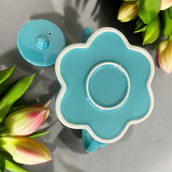 Vintage Teapot - Scalloped Teal (Unknown)