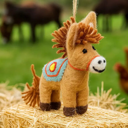 Handmade Felt Ornament - Dale the Donkey