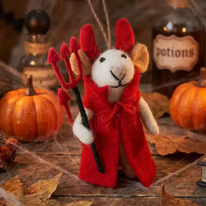 Handmade Felt Ornament - Devil Mouse