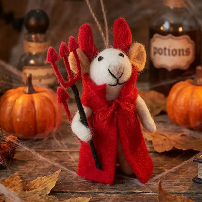 Handmade Felt Ornament - Devil Mouse