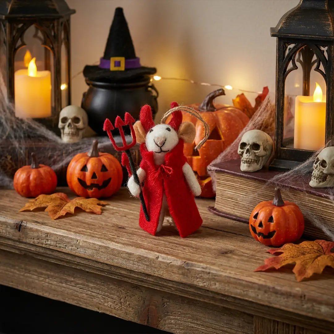 Handmade Felt Ornament - Devil Mouse